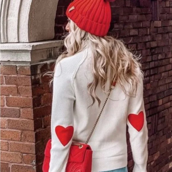 NWT Chicwish Heart And Soul Patched Knit Sweater in White - L/XL